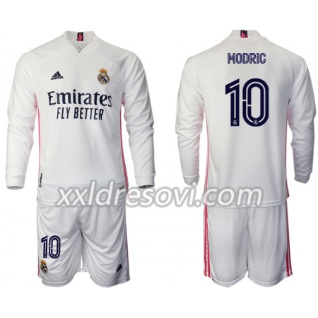 Real Madrid Luka Modric 10 Domaći Dječji Komplet Dresovi za Nogomet 2020-2021 Dugim Rukavima (+ kratke hlače)